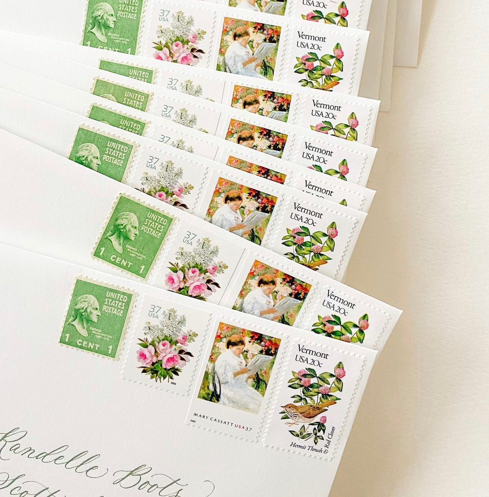 Vintage Postage for Weddings // Lady in the Garden Vintage Postage Set //  Set of 5 // 2 ounce USPS // 88 Cents // Wedding Invitations // Save the  Date – Flourish Fine Writing