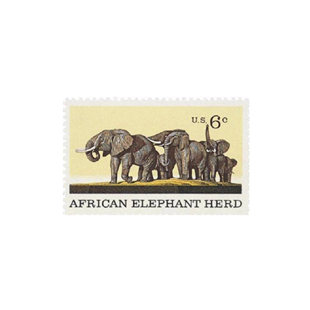 10 African Elephant Herd Postage Stamps Natural History