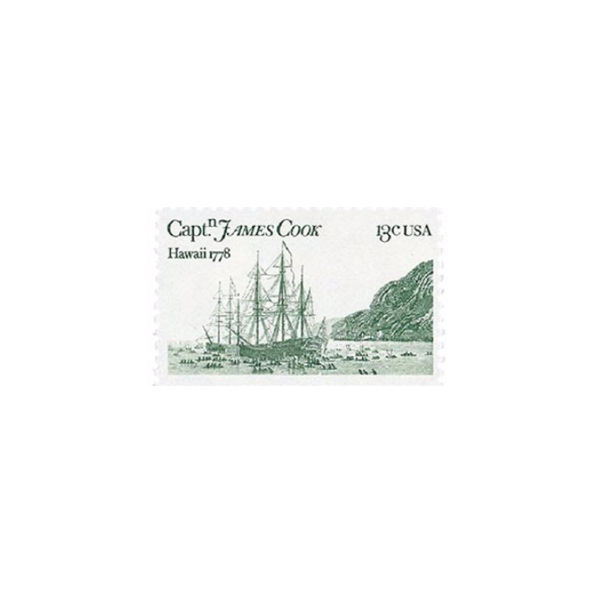 10 Captain James Cook Postage Stamps // UNUSED // Hawaii // 13 Cents ...