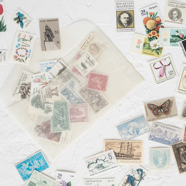 Vintage Postage Stamps: 18 pages - over 500 colored vintage stamps for DIY  crafts, Journals and collage projects